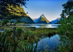 Mitre Peak on Milford Sound at sunrise Fiordland National Park