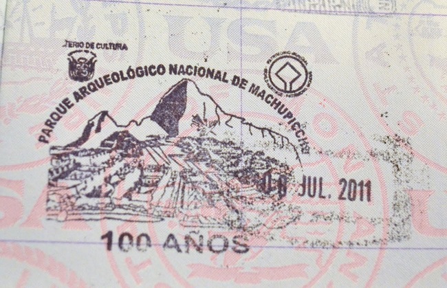 Machu Picchu passport stamp