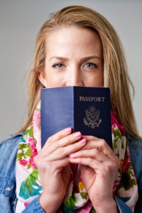 Woman holding a passport